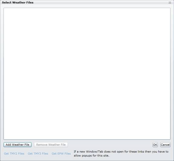 Select Weather Files dialog