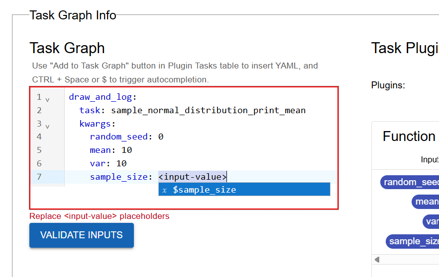 Screenshot of editing parameters in Entrypoint 2 task graph.