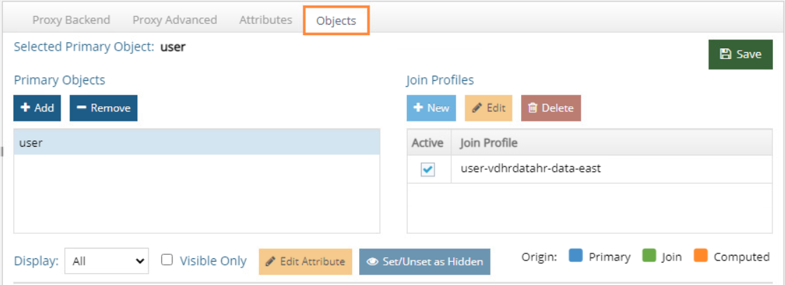 This screenshot shows an example of having data sources configured from LDAP and a database.